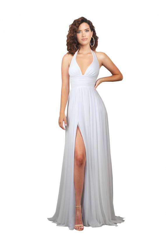 Purchase Soft Chiffon A-Line Sweep Train Sleeveless Low Back Semi Formal Evening Dress