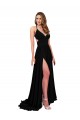 Purchase Spandex A-Line Long Sleeveless Open Back Black Tie Evening Dress