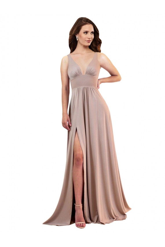 Purchase Spandex A-Line Long Sleeveless Low Back Black Tie Evening Dress