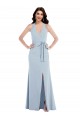 Purchase Stretch Crepe A-Line Long Sleeveless Halter Neck Open Back Prom Dresses