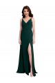 Purchase Stretch Crepe A-Line Long Sleeveless V-Back Side Slit Prom Dresses