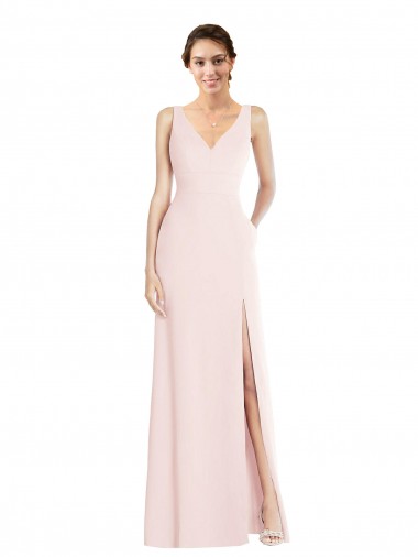 Purchase Stretch Crepe A-Line Long Sleeveless Low Back Black Tie Evening Dress