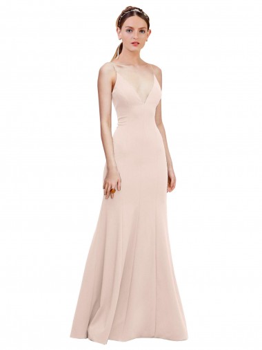 Purchase Stretch Crepe A-Line Long Sleeveless V-Back Formal Dress