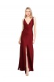 Purchase Stretch Satin A-Line Long Sleeveless V-Back Black Tie Evening Dress