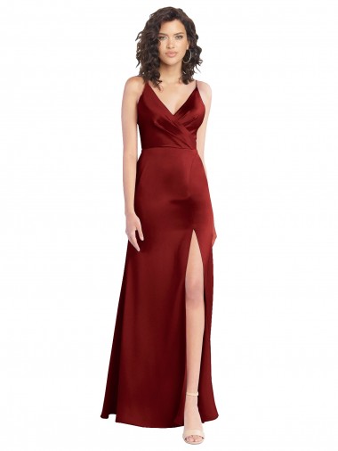 Purchase Stretch Satin A-Line Long Sleeveless V-Back Formal Dress