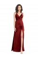 Purchase Stretch Satin A-Line Long Sleeveless V-Back Formal Dress