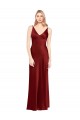 Purchase Stretch Satin A-Line Long Sleeveless V-Back Burgundy Prom Dresses