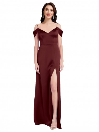 Purchase Stretch Satin A-Line Long Sleeveless Formal Dress