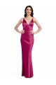 Purchase Stretch Satin A-Line Sleeveless Fuchsia Formal Evening Dress