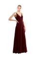 Purchase Stretch Velvet A-Line Long Sleeveless V-Back Evening Dress
