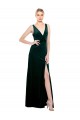 Purchase Stretch Velvet A-Line Long Sleeveless V-Back Black Tie Evening Dress
