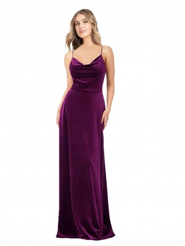 Purchase Stretch Velvet A-Line Long Sleeveless Criss Cross Back Formal Evening Dress