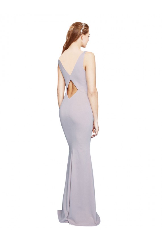 Purchase Stretch Crepe Mermaid Long Sleeveless Keyhole Back Arctic Lilac Prom Dresses