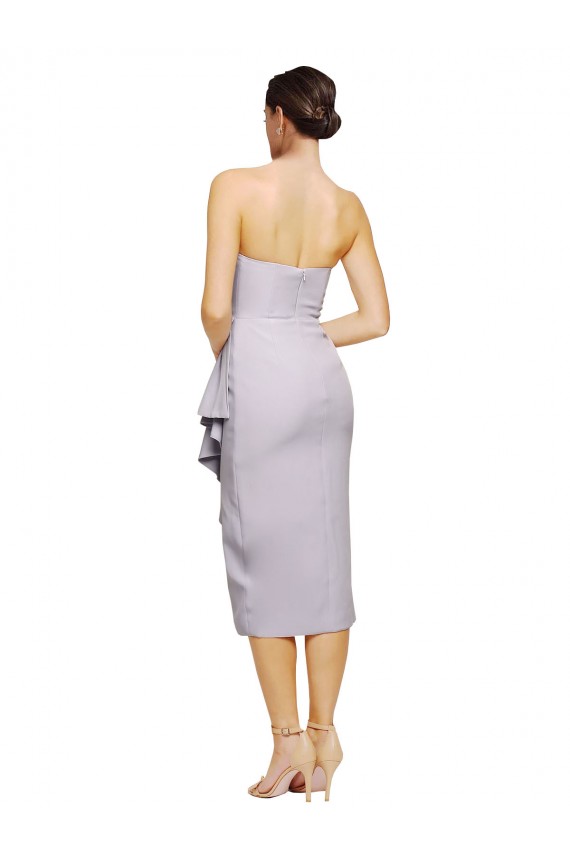 Purchase Stretch Crepe Sheath Cocktail Length Sleeveless Low Back High Low Evening Dress