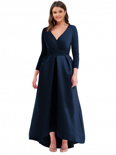 Purchase Spandex Ball Dress Long Long Sleeves High Low Plus Size Evening Dress