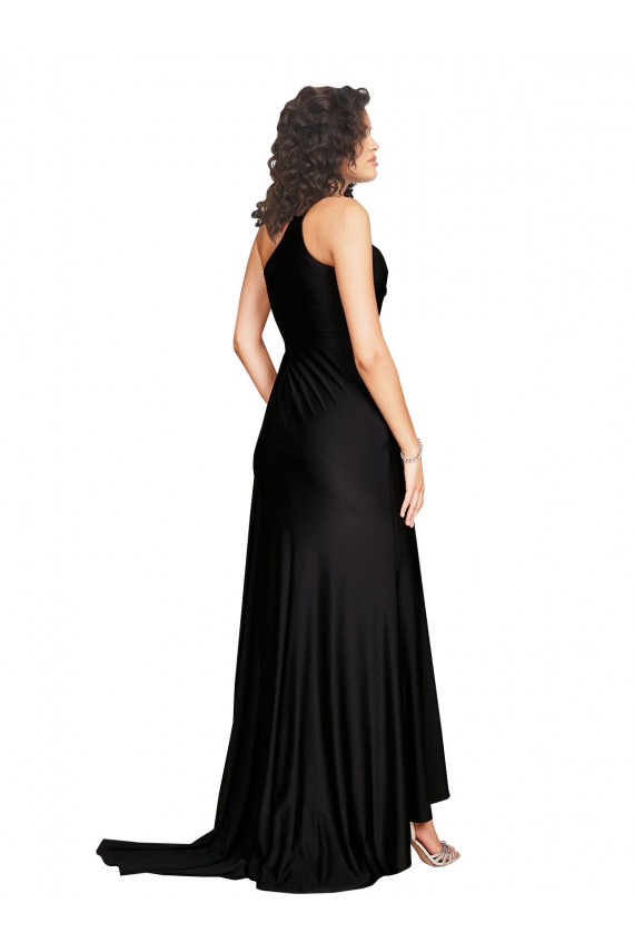 Purchase Silky Satin A-Line Long Sleeveless Black Prom Dresses