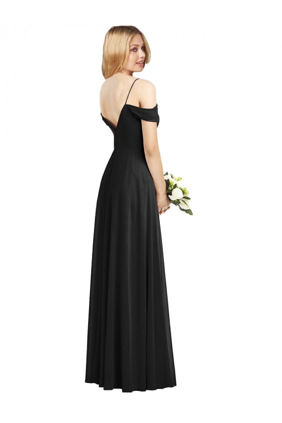 Purchase Soft Chiffon A-Line Long Cold Shoulder Semi Formal Evening Dress