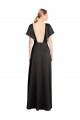 Purchase Stretch Satin A-Line Long Cap Sleeves Open Back Evening Dress
