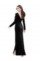 Purchase Stretch Velvet Column Long Long Sleeves V-Back Formal Evening Dress
