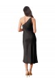 Purchase Stretch Satin Sheath Midi Length Sleeveless Black Prom Dresses