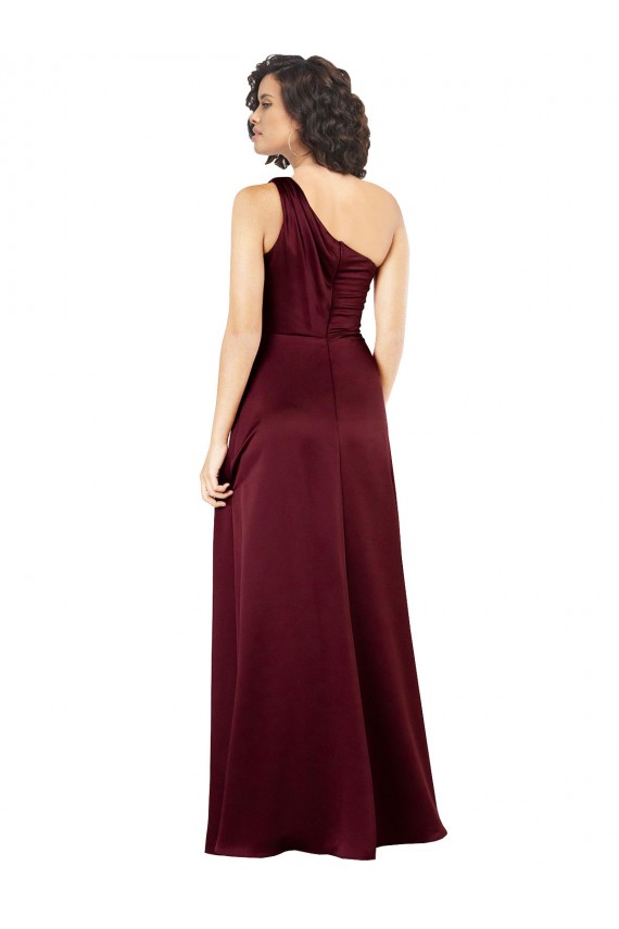 Purchase Silky Satin A-Line Long Sleeveless Burgundy Prom Dresses