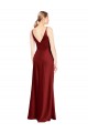 Purchase Stretch Satin A-Line Long Sleeveless V-Back Burgundy Prom Dresses