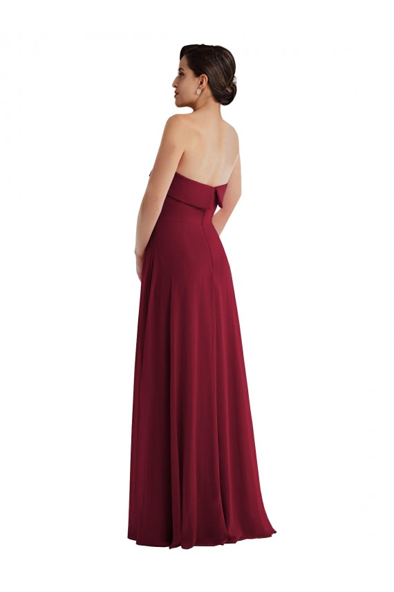 Purchase Soft Chiffon A-Line Long Sleeveless Low Back Burgundy Evening Dresses