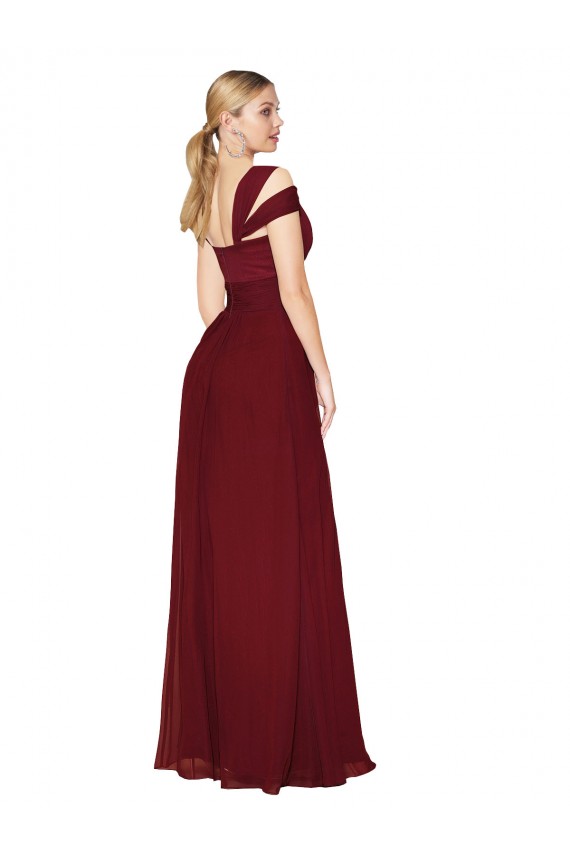 Purchase Soft Chiffon A-Line Long Sleeveless Side Slit Prom Dresses
