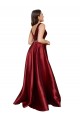 Purchase Satin A-Line Long Sleeveless V-Back Plus Size Formal Evening Dress