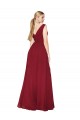 Purchase Soft Chiffon A-Line Long Sleeveless V-Back Black Tie Evening Gown