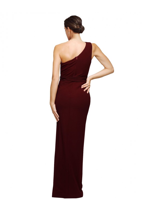 Purchase Stretch Crepe Sheath Long Sleeveless Black Tie Evening Dress