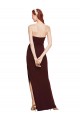 Purchase Stretch Crepe Sheath Long Sleeveless Burgundy Gold Prom Dresses