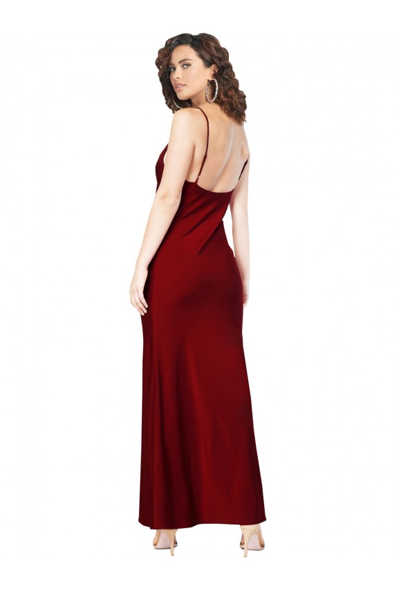 Purchase Silky Satin Sheath Long Sleeveless Low Back Black Tie Evening Dress