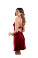 Purchase Silky Satin Sheath Midi Length Sleeveless Criss Cross Open Back Formal Evening Dress