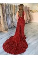 Purchase Velvet Sequin Sheath Court Train Sleeveless Prom Dress
