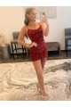 Purchase Velvet Sequin Sheath Short Sleeveless Spaghetti Straps Evening Dress