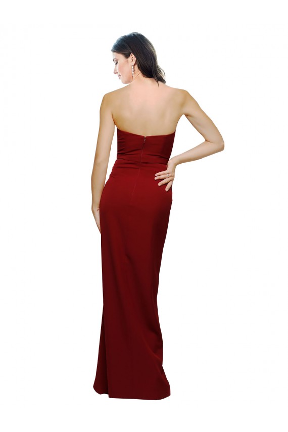 Purchase Stretch Crepe Sheath Long Sleeveless Low Back Evening Dress