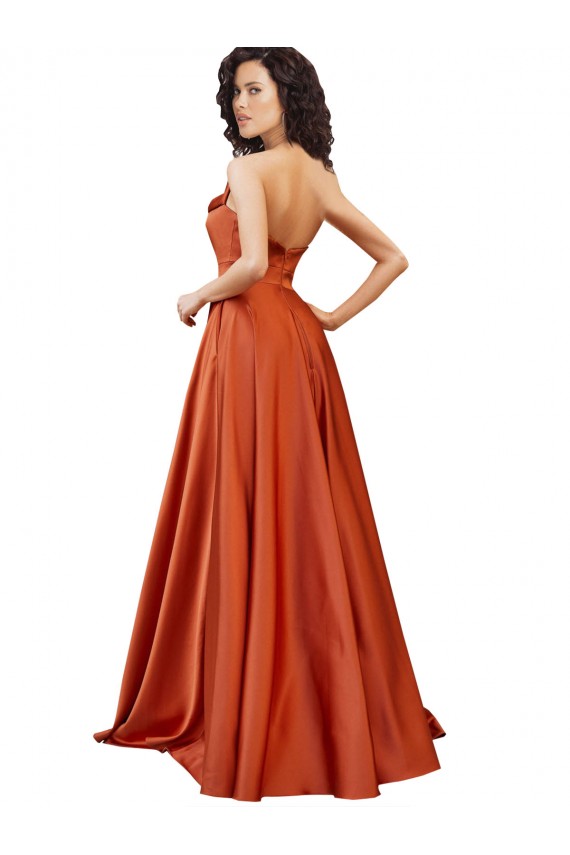 Purchase Silky Satin A-Line Sweep Train Sleeveless Low Back Formal Evening Dress
