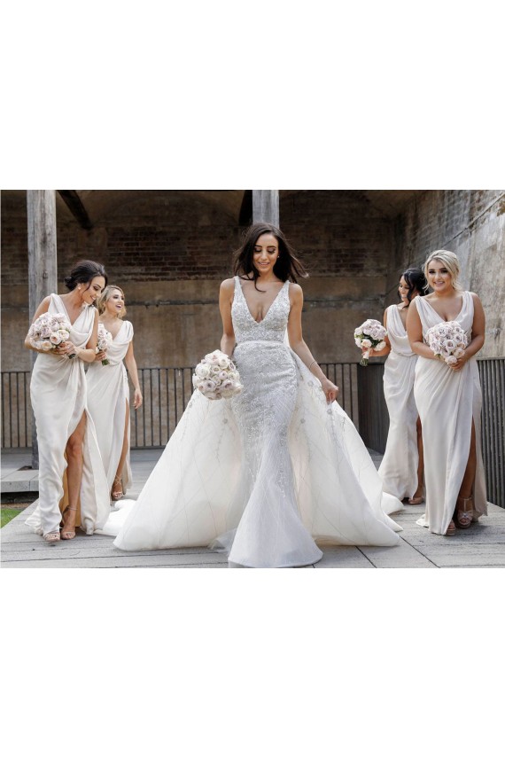 Purchase Soft Chiffon A-Line Long Sleeveless Low Back Evening Dress