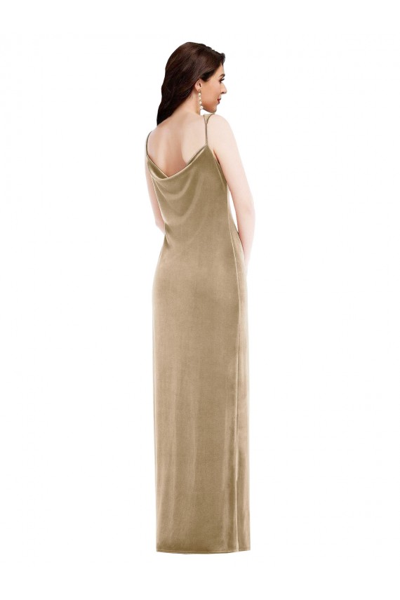 Purchase Stretch Velvet Sheath Long Sleeveless Black Tie Evening Dress