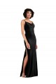 Purchase Stretch Velvet Column Long Sleeveless Low Back Black Tie Evening Dress
