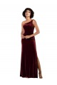 Purchase Stretch Velvet Column Long Sleeveless Formal Evening Dress