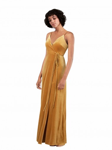 Purchase Stretch Velvet Column Long Sleeveless V-Back Black Tie Evening Dress