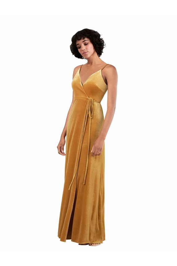 Purchase Stretch Velvet Column Long Sleeveless V-Back Black Tie Evening Dress