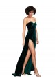 Purchase Stretch Velvet A-Line Sweep Train Sleeveless Low Back Semi Formal Evening Dress