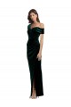 Purchase Stretch Velvet Sheath Long Sleeveless High Low Evening Dress