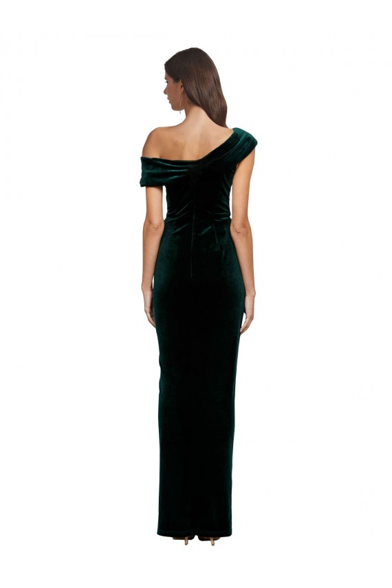 Purchase Stretch Velvet Sheath Long Sleeveless High Low Evening Dress
