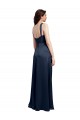Purchase Stretch Satin A-Line Long Sleeveless Low Back Side Slit Prom Dresses