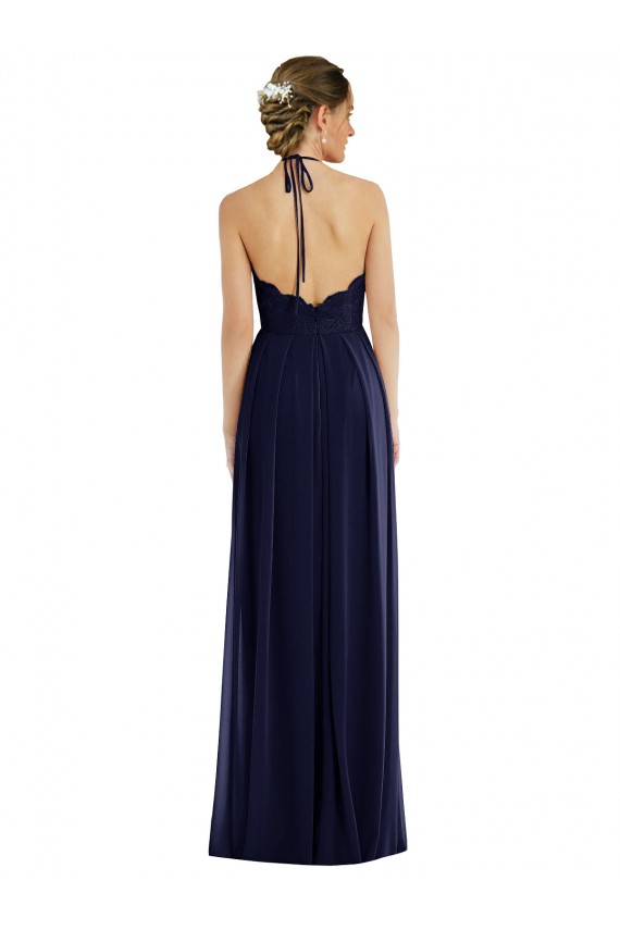 Purchase Soft Chiffon Long Sleeveless Open Back Semi Formal Evening Dress