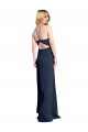 Purchase Stretch Satin A-Line Long Sleeveless Criss Cross Open Back Daring Side Slit Prom Dresses
